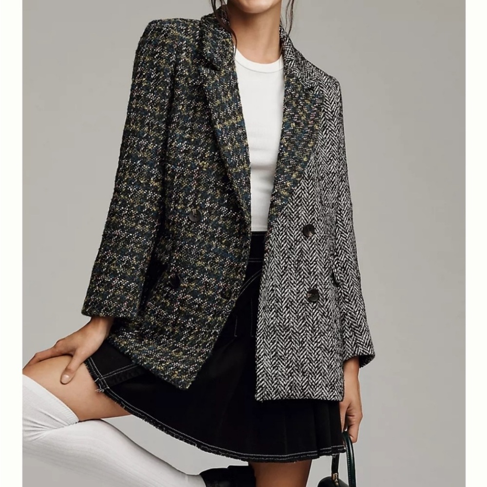 Driftwood Anthropologie Relaxed Plaid Blazer, Size Small